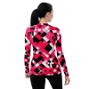 Women's Trippy Pink Black Maze Rash Guard Shirt Top