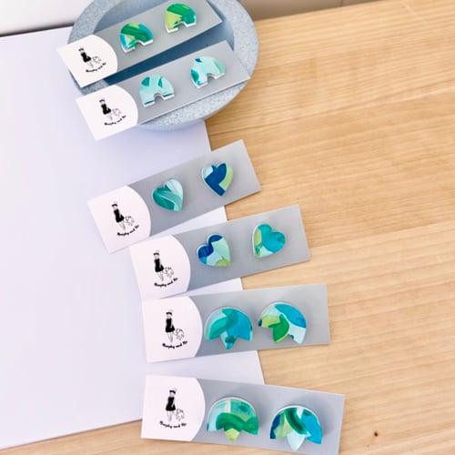 Image of Blue & Green (hand painted) Mini Shape Studs