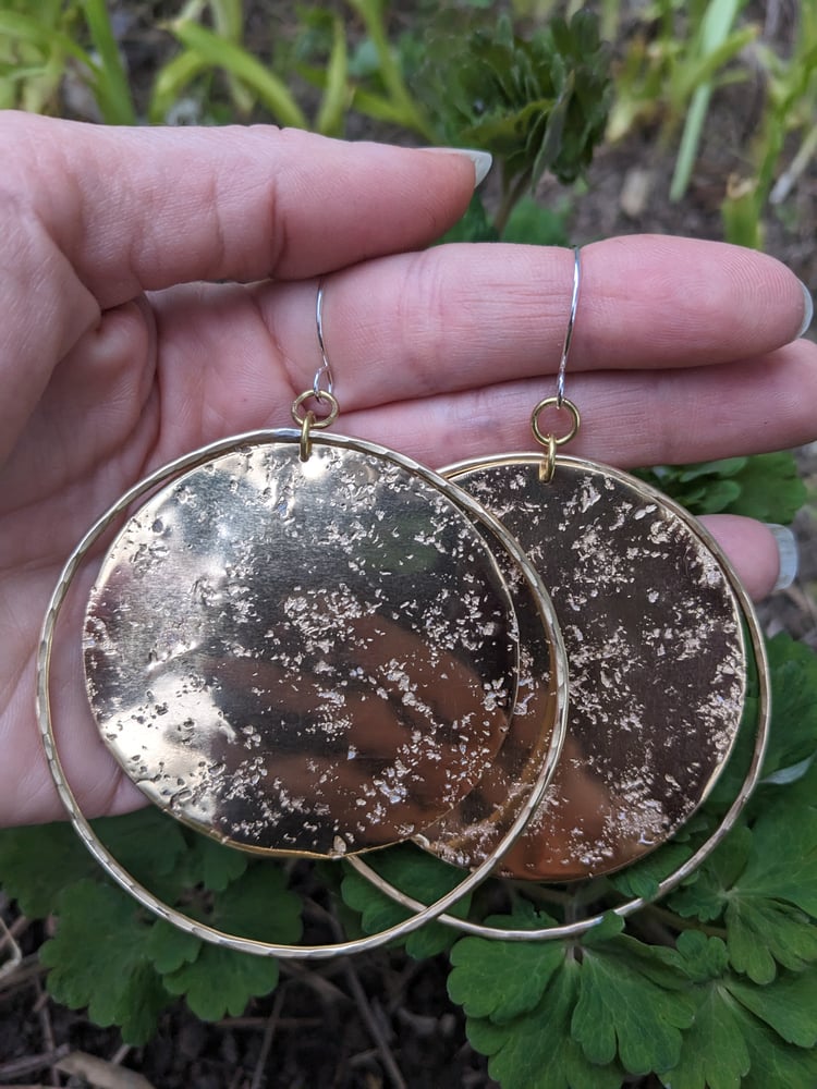 Image of Large Brass Full moon hoops