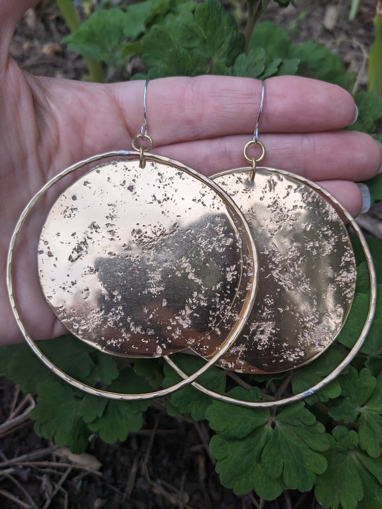 Image of Large Brass Full moon hoops