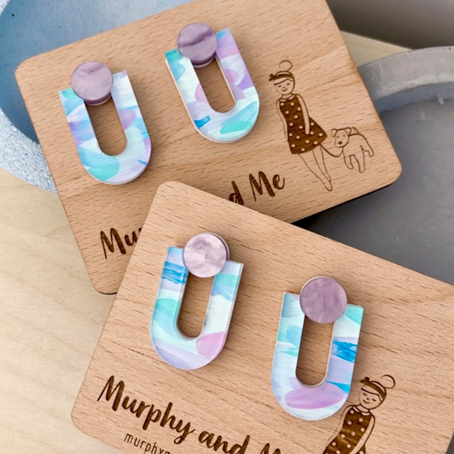 Image of Mermaid (hand painted) Pearl Arch Studs