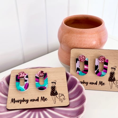 Image of Tropical Garden (hand painted) Statement Studs