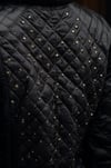 Black Hood Rich Quilted Hooded Faux Pearl Coat Jacket
