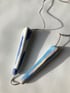 Porcelain necklace, silk chord in cloud, double blue Image 3