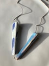 Porcelain necklace, silk chord in cloud, double blue