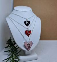 Image 2 of Initial Letter Necklace - Heart Enamel and Silver Alphabet Pendant - (SJ036)