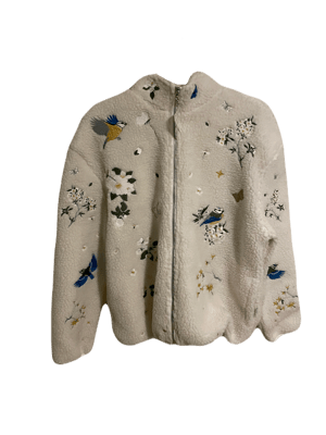 YITAI Botanical Embroidery Sherpa Fleece
