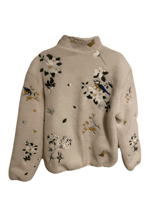 YITAI Botanical Embroidery Sherpa Fleece