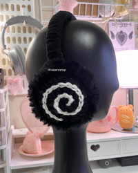 Image 2 of fluffy black spiral earmuffs