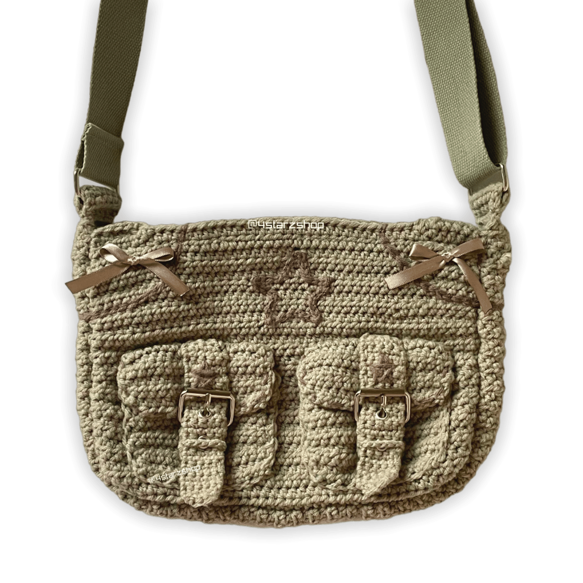 sage green star buckle messenger bag