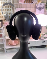 Image 3 of fluffy black spiral earmuffs