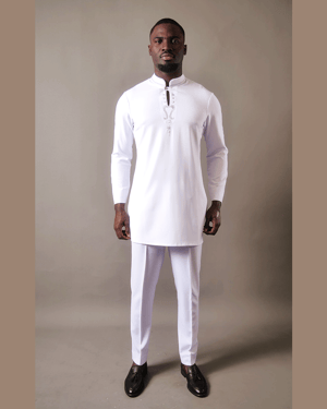 Image of JParkes African Kaftan Traditional Suit - White