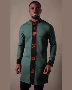 Image of Kayrovski African Kaftan Traditional Suit - Green