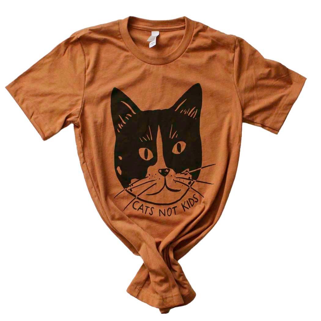 Cats Not Kids Head Shirt on Heather Autumn Yonder Studios