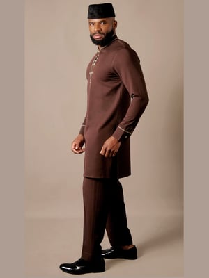 Image of JParkes African Kaftan Traditional Suit - Brown