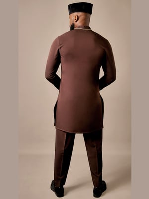 Image of JParkes African Kaftan Traditional Suit - Brown