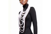 Image 3 of White Long White Pearl Necklace Set