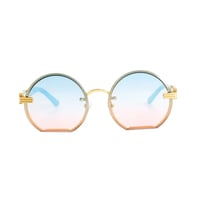 Image 1 of Blue Round Flat Sunglasses