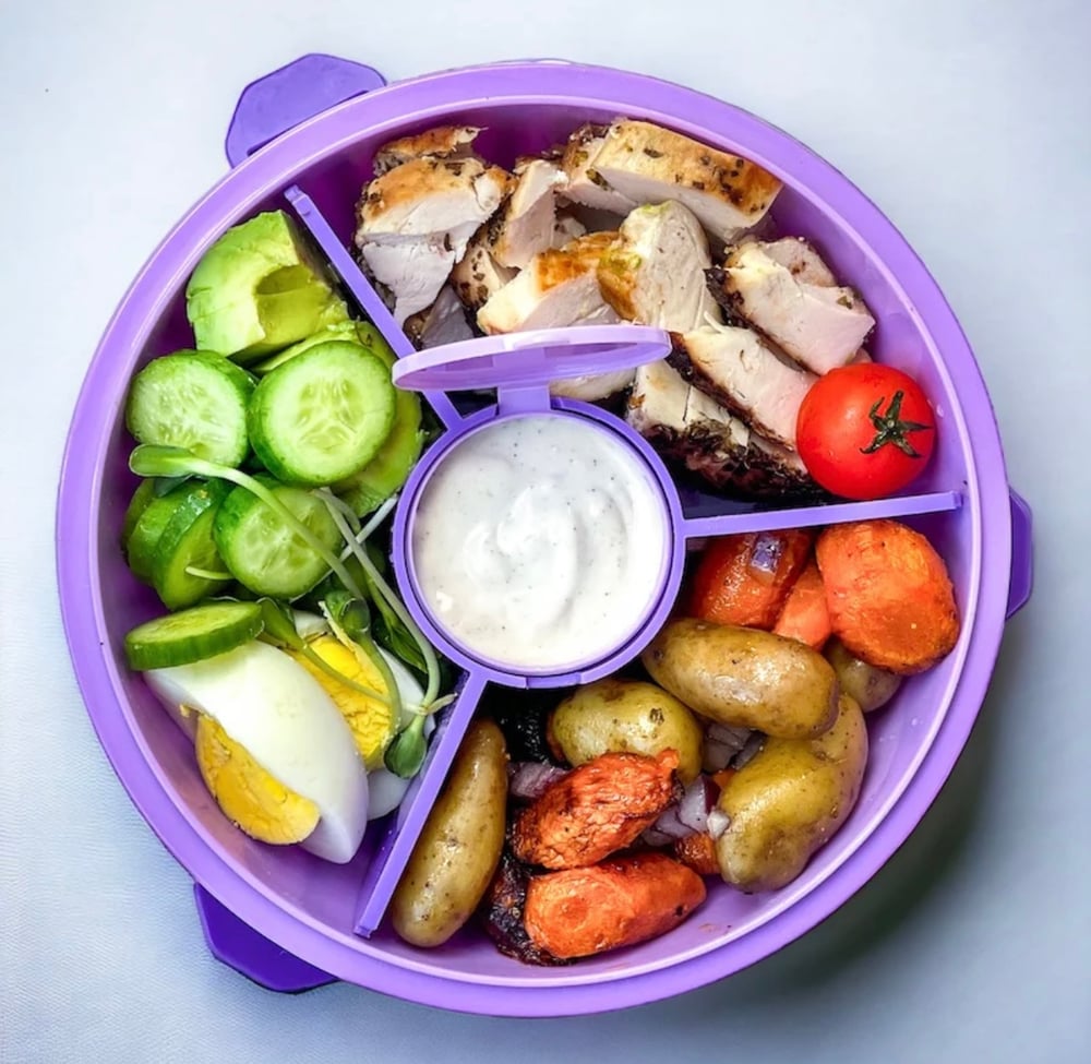 Yumbox Poke Bowl Guava Pink 3 compartment