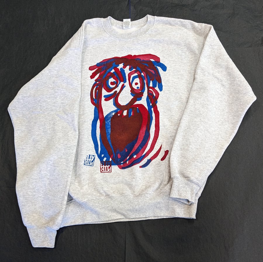 Image of Sweat "Screamer" size L / Red and Blue on Grey.