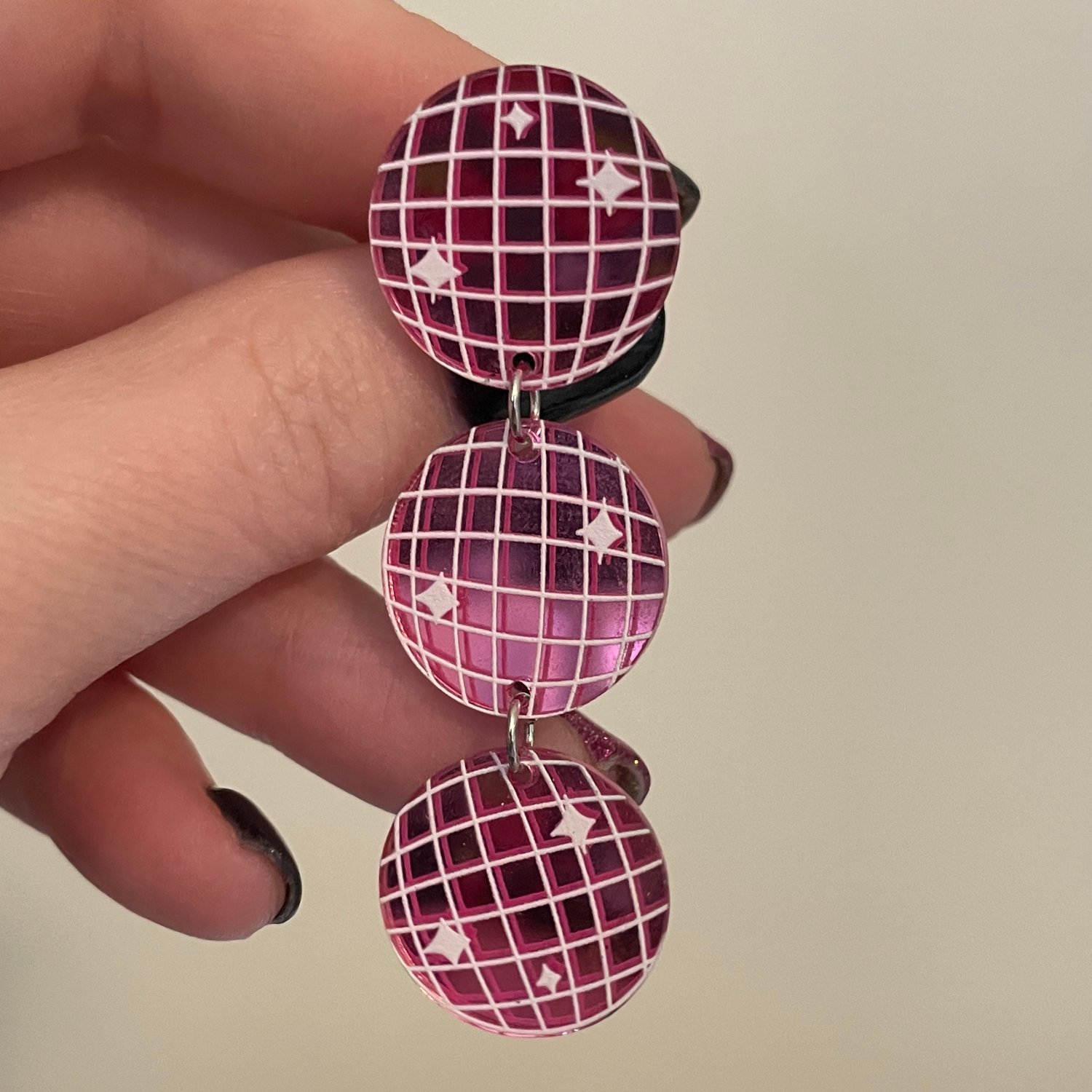 Image of Pink Disco Ball Dangles (sizes 0g-5/8)