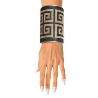 Image 1 of Greek Key Glamour Cuff - Gold and Black