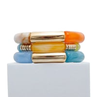 Image 2 of Multi Color Tube Stretch Bangle Set
