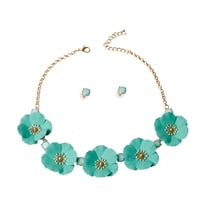 Image 1 of Mint Flower Necklace Set