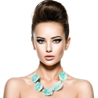 Image 2 of Mint Flower Necklace Set