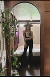 80s Betsey Johnson punk label velvet flare belbottom pants trousers