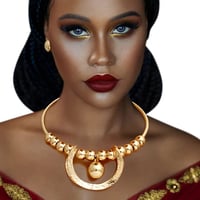 Image 1 of Gold Ball Semicircle Necklace