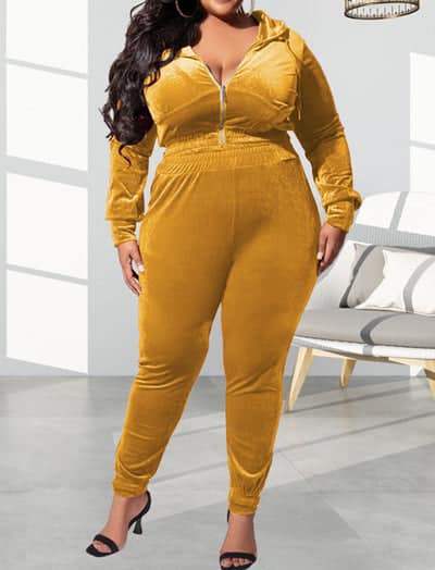 Plus size sale velvet jogger set