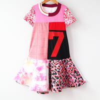 Image 2 of red pink 7 seven 7th 7/8 seventh birthday bday short sleeve twirl courtneycourtney dress gift