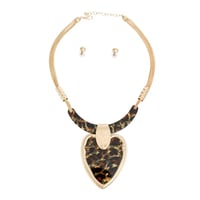 Image 1 of Necklace Leopard Heart Pendant Set For Women