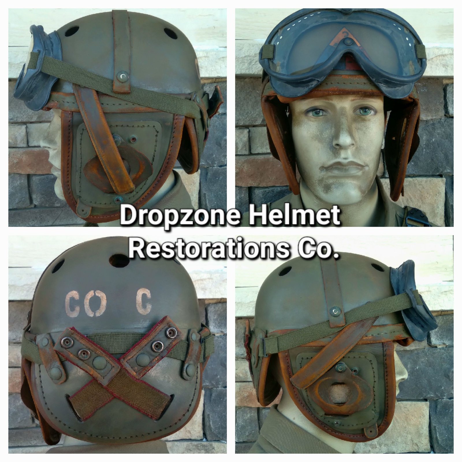 WWII Replica US M1938 Tank Crew Helmet & Polaroid Goggles. 3rd Armored  Division. | Dropzone Helmet Restorations Co.