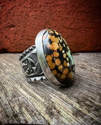 Image 1 of WL&A Handmade Heavy Ingot Black Jack Thunderbird Ring - Size 9.5