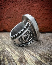 Image 2 of WL&A Handmade Heavy Ingot Black Jack Thunderbird Ring - Size 9.5
