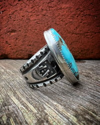 Image 2 of WL&A Handmade Heavy Ingot No. 8 Thunderbird Ring - Size 10