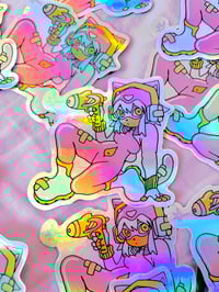Image 1 of KITTY BLASTER holographic vinyl sticker (pink version)