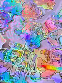 Image 2 of KITTY BLASTER holographic vinyl sticker (pink version)