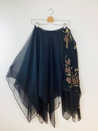 Image 1 of Vintage 1970s Black Hanky Hem Scarf Skirt