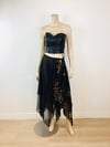 Vintage 1970s Black Hanky Hem Scarf Skirt