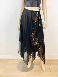 Image 3 of Vintage 1970s Black Hanky Hem Scarf Skirt