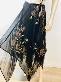 Image 4 of Vintage 1970s Black Hanky Hem Scarf Skirt