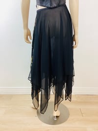 Image 5 of Vintage 1970s Black Hanky Hem Scarf Skirt