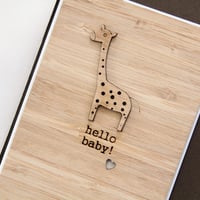 Image 1 of Giraffe Baby Card. Gender Neutral Baby Card. Baby Shower Card.