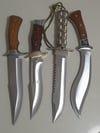 Set 4 Knives - 1 Survival Outdoor Knife +2 Bowie Hunting Knives + 1 Kukri Machete