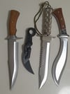 Set 4 Knives - 1 Survival Outdoor + 1 Bowie Hunting + 1 Kukri  + 1 Folding Karambit