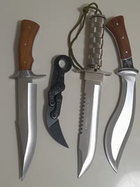 Image 1 of Set 4 Knives - 1 Survival Outdoor + 1 Bowie Hunting + 1 Kukri  + 1 Folding Karambit