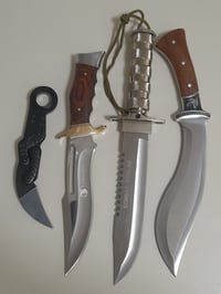Image 1 of Set 4 Knives - 1 Survival Outdoor + 1 Bowie Hunting Columbia + 1 Kukri + 1 Folding Karambit